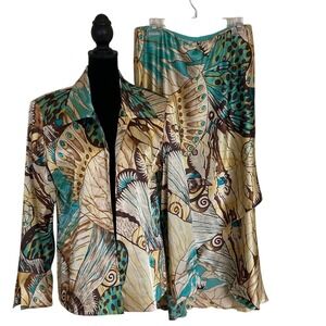 VTG Russell Kemp Women's Silk Butterfly Suit Size 10/14 Artsy Special Occasion